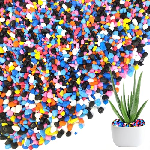 HappyFiller Mix Colored & Black Pea Gravel,Colorful Pearlized Stones for Succulent Cactus Aloe Plants, Bonsai Soil Cover,Terrarium Fairy Garden Landscape,Vase Fillers,Fish Bowl,Home Decor,3-6mm - color: Mixed Colors