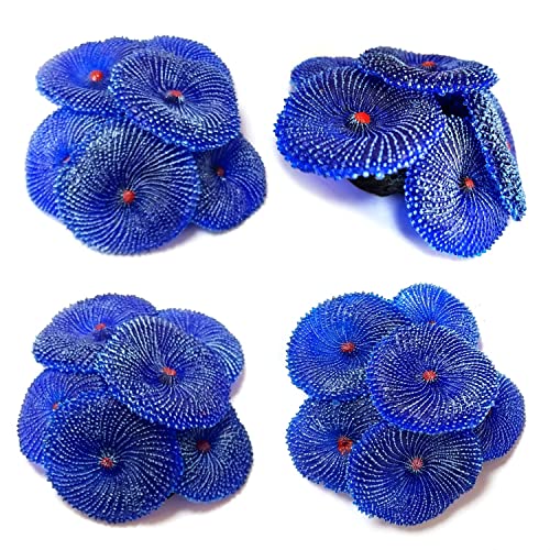 4Pcs Artificial Coral, Faux Coral Ornaments, Aquarium Decorations for Fish Tank Aquarium, Fish Cave Hideout Decoration Landscape (Blue)