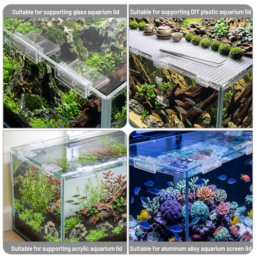 10 PCS Aquarium Lid Clips, 6mm Transparent Acrylic Fish Tank Lid Holder, Aquarium Hoods Glass Cover Support, Fish Tank Cover Clips for 5-6mm Thickness Rimless Aquariums