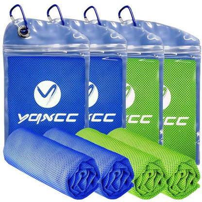 YQXCC 4 Pack Cooling Towels, 40"x12", Ice Cool Towels for Neck & Face | Soft Breathable Microfiber, Instant Cooling Neck Wraps for Yoga, Golf, Gym, Running, Hiking, Camping & Hot Weather Activities - color: 2 Dark Blue, 2 Green