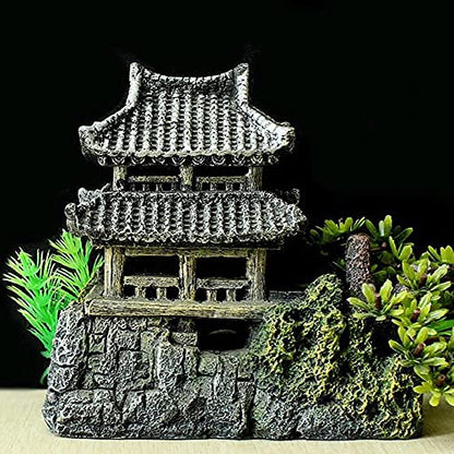 IBWell Classical Lifelike Chinese Landscape Resin Aquarium Castle Decorations Fish Tank Ornaments (Building)