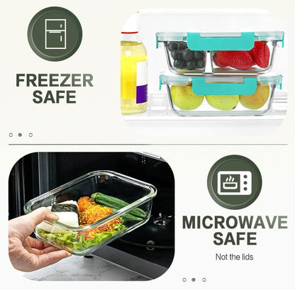 10 Packs 30 oz Glass Meal Prep Containers,Glass Food Storage Containers with Lids,Airtight Lunch Bento Boxes, Microwave, Oven, Freezer and Dishwasher,Green
