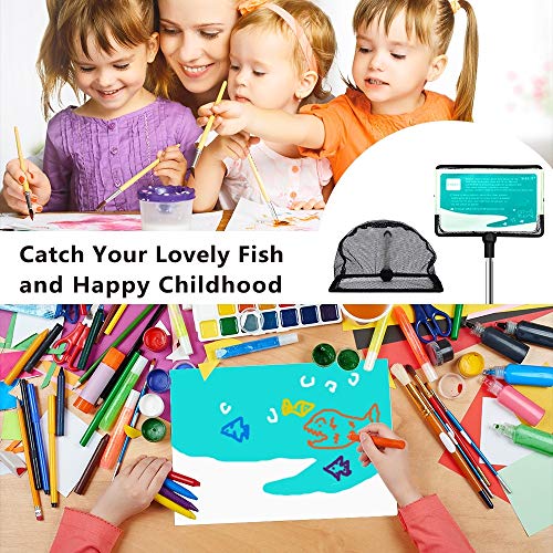 Aquarium Fish Net, 5 Inch Fine Mesh Fish Tank with Extendable 9-24 inch Long Handle