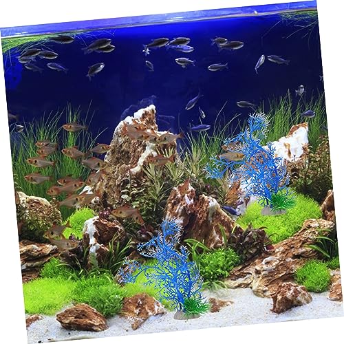 balacoo 5pcs Artificial Aquarium Water Plants Faux Grass Decor for Fish Tank Non-Fading No Deform Plastic Aquatic Plants Base for Easy Setup