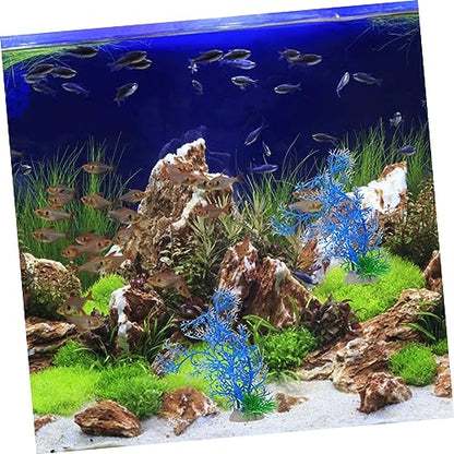 balacoo 5pcs Artificial Aquarium Water Plants Faux Grass Decor for Fish Tank Non-Fading No Deform Plastic Aquatic Plants Base for Easy Setup
