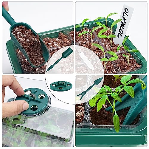 Seed Starter Tray, 2 Pcs Plant Propagation Station with Grow Light,Seedling Starter Trays with Timing Controller,Mini Greenhouse Kit with Humidity Domes and Base,Plant Tray for Seeds Growing Starting