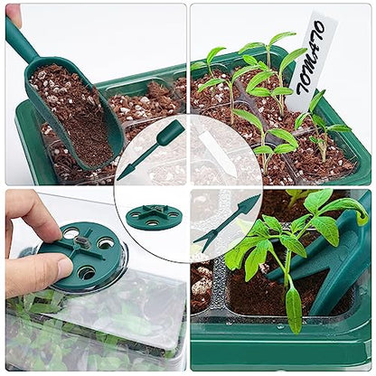 Seed Starter Tray, 2 Pcs Plant Propagation Station with Grow Light,Seedling Starter Trays with Timing Controller,Mini Greenhouse Kit with Humidity Domes and Base,Plant Tray for Seeds Growing Starting