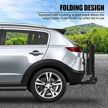 KAIRAY 500 Lbs Heavy Duty Hitch Mount Cargo Carrier 60" x 24" x 14.4" Folding Cargo Rack Rear Luggage Basket Fits 2" Receiver for Car SUV Camping Traveling - size: Hitch Cargo Basket only - 60" x 24" x 14.4"