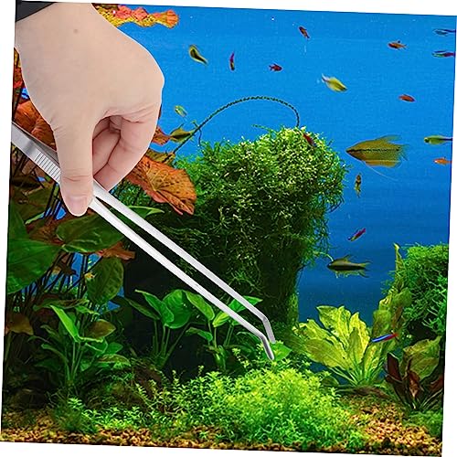 Angoily 27cm Curved Tip Stainless Steel Tweezers for Aquarium Plant Tweezers Fine Tip for Fishtank Cleaning Tools
