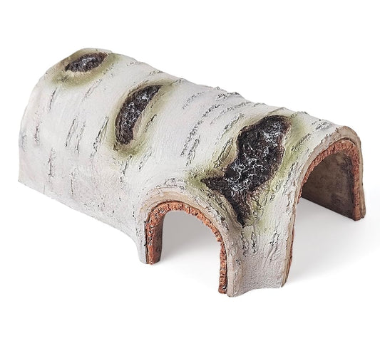 Artificial Birch Log Hide Reptile Shelter, Natural-Looking Reptile Hide for Bearded Dragons, Realistic Resin Hollow Log Hideout, Aquarium Resin Bark Decor