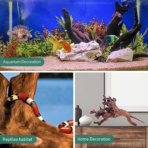 Natural Driftwood for Aquarium Decor, 1-Piece 13''-17'' Large Driftwood for Decorations on Fish Tank, Reptiles Bearded Dragon Accessories or Air Plants