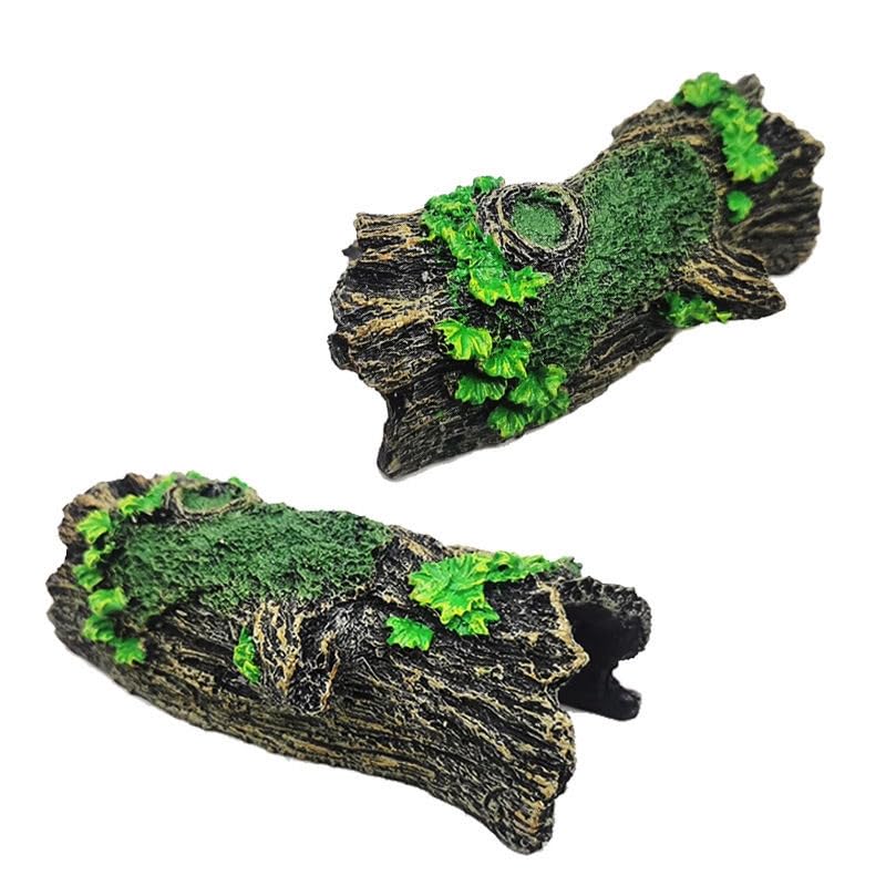 Resin Aquarium Wood Small Reptile Hide Aquarium cave Betta Log Aquarium Ornament pleco cave Snake Hideout (Tree bark)