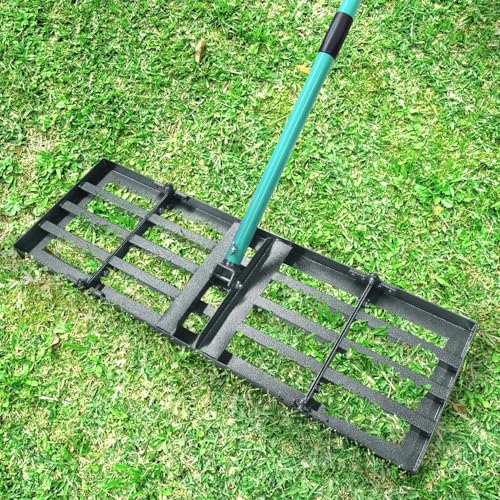 Lawn Leveling Rake, 30 Inch Yard Lawn Leveling for Soil with 78" Adjustable Steel Handle, Heavy Duty Effort Saving Landscape Lawn Leveler for Yard Garden Soil Sand Dirt Grass - style: 30"X10"