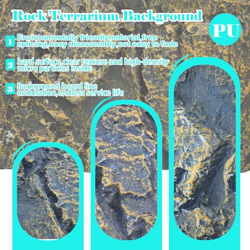 Rock Terrarium Background,3D Bearded Dragon Tank Backgrounds Wall Reptile Stereo Backdrop Amphibian Habitat Climbing Board Decoration Aquarium Background Decor for Reptiles Lizard Fish Frog