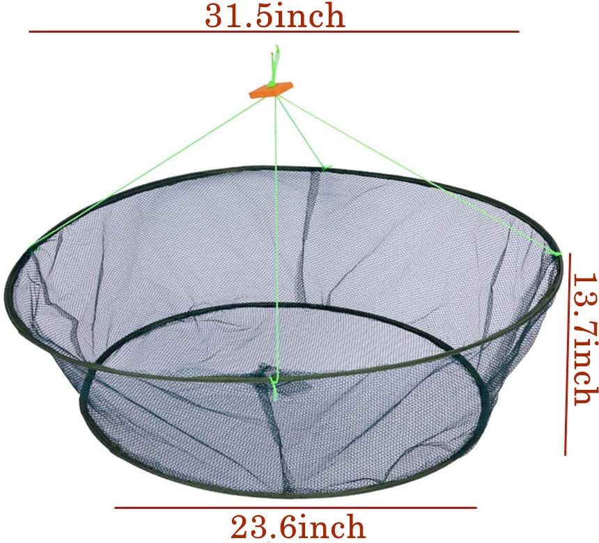 Foldable Fishing Net Hand Casting Cage Crab Net for Fish Shrimp Minnow Crayfish Crab - size: Small-Diameter:31.5inch/80cm