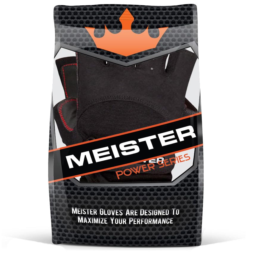 Meister Wrist Wrap Weight Lifting Gloves w/Gel Padding - color: Black / Red, size: Medium
