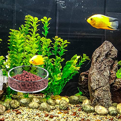 Aquarium Shrimp Feeder Dish Round Fish Tank Feeder Bowls Clear Aquarium Feeding Cup with Suction Cup - color: Clear-Round