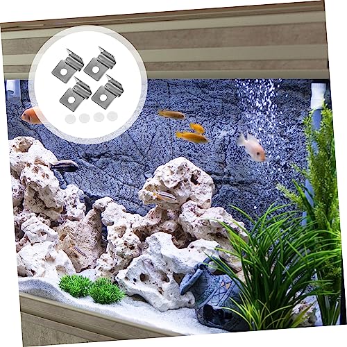 POPETPOP Fish Tank Accessories 4Pcs Fish Tank Glass Aquarium Cover Clip Support Holder Stainless Steel - Slip Aquarium Accessories Universal Lid Clips 0. 6cm Rimless Aquarium
