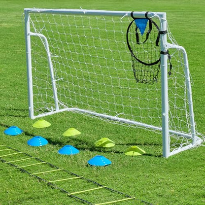 Soccer Goals for Backyard Soccer Goal 12x6 Big 10x6.5 8x6 6x4FT Soccer Goals for Youth Adults and Kids Large Metal 2" Goal Post with Agility Ladder and Target Net Soccer Cones Practice Equipment - size: 6×4 FT