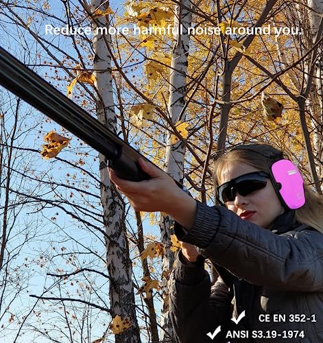 PROHEAR 016 Shooting Ear Protection Earmuffs 2 Pack, NRR 26dB for Gun Range, Hunting -Blue+Pink - color: Blue+pink