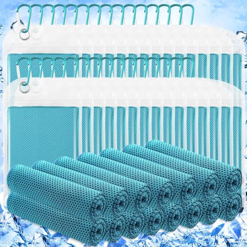 Hosuly 30 Pack Cooling Towels Bulk Microfiber Breathable, Aqua | 40"x12" Ice Cold Neck Towel, Soft Chilly Rags for Gym Yoga Running Sports, Instant Cooling Relief for Fitness Camping Outdoor - color: Aqua