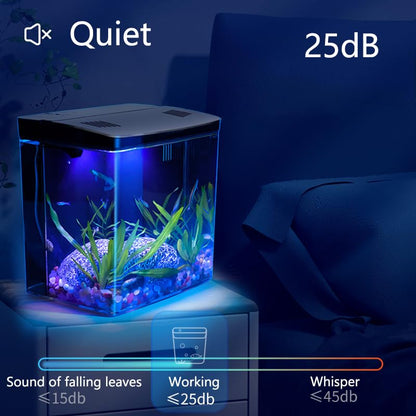 1.2Gallon Small Fish Tank Office USB Aquarium LED Light with Filter (Include Sand and Tiny Buddha) for Small Fish and Shrimp