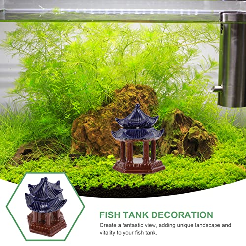 balacoo Ceramic Pavilion Aquarium Decor 3.93In Mini Pagoda Fish Tank Ornament for Aquatic Landscaping and Zen Garden Aquarium Decoration