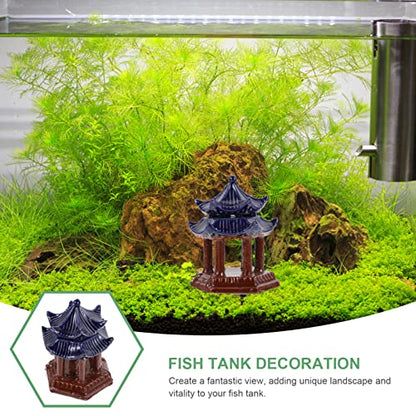 balacoo Ceramic Pavilion Aquarium Decor 3.93In Mini Pagoda Fish Tank Ornament for Aquatic Landscaping and Zen Garden Aquarium Decoration