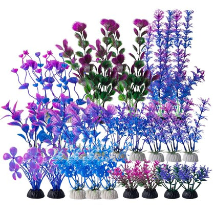 25 Pack Artificial Aquarium Plants, Small Size 4 inch Approximate Height Fish Tank Decorations Home Décor Plastic Light Purple