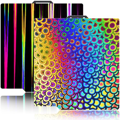JUUPINE 257x257mm Bambu Lab Build Plate for Bambu Lab X2D/A1/P1P/P1S /P2S/X1/X1C/X1E/3D Printer, 3D Printer Flexible Spring Steel Sheet Removable Platform (Smooth Kaleidoscope+Smooth Light Beam) - color: PEY-Kaleidoscope+PEY-Light Beam