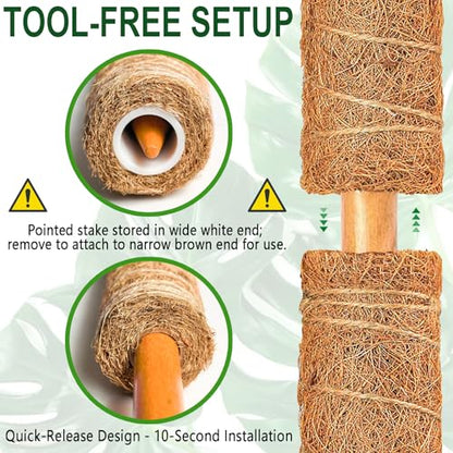 4 Pack 22 Inch Stackable Moss Pole - Thick & Sturdy Natural Coir Totem Plant Support & Garden Stakes for Monstera & Pothos, Indoor Climbing Vining Houseplants, 70" H Max - color: 4*22 inch