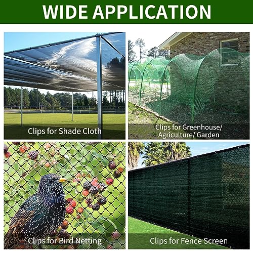 50PCS Shade Cloth Plastic Clips Heavy Duty Lock Grips with Rope, Round Plastic Black Clips Sunshade Net Fixing Clip, Shade Fabric Clips for Bird Netting, Garden Netting (50PCS+Nylon Rope) - style: 50PCS + Nylon Rope