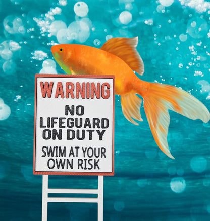 Funny Aquarium Decor No Lifeguard on Duty Swim at Your Own Risk Street Sign Funny Fish Tank Decorations