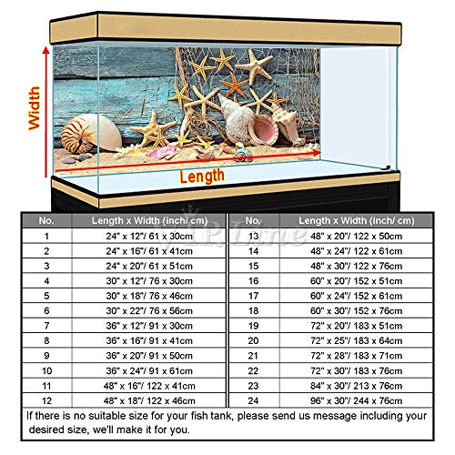 Starfish Aquarium Background Poster HD Fish Tank Decorations Landscape (72" x 25"/ 183 x 64cm) - size: 72" x 25"/ 183 x 64cm