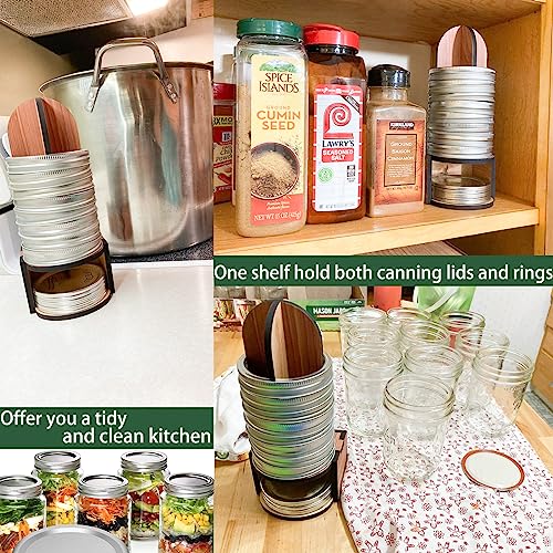 2pcs Updated Mason Jar Lid Organizer, Mason Jar Lid Storage for Space Saving Kitchen Organization, Canning Lid Rack Holder for Storing Mason Jar Lids and Rings Fit Regular & Wide Mouth