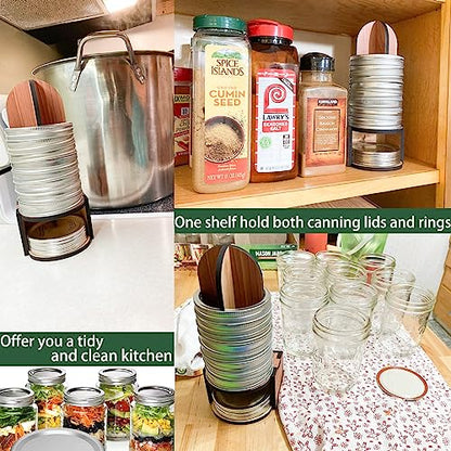 2pcs Updated Mason Jar Lid Organizer, Mason Jar Lid Storage for Space Saving Kitchen Organization, Canning Lid Rack Holder for Storing Mason Jar Lids and Rings Fit Regular & Wide Mouth