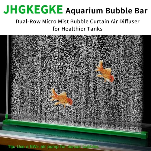 Aquarium Air Bubble Bar, 14.1 Inch Double Row Fine Micro Air Bubble Curtain Wall, Self-Sinking Design High Dissolved Oxygen Diffuser Fish Tank Bubbler for Freshwater Saltwater Hydroponics - size: 14.1 Inch