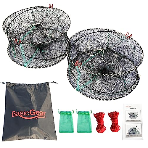 Crab Spring Trap 2 pcs - Bait Trap for Lobster, Crawfish, Shrimp, Portable Folding Collapsible Fishing Traps Nets Fishing Accessories - style: 2pcs X Crab Trap - Large
