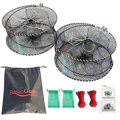 Crab Spring Trap 2 pcs - Bait Trap for Lobster, Crawfish, Shrimp, Portable Folding Collapsible Fishing Traps Nets Fishing Accessories - style: 2pcs X Crab Trap - Large