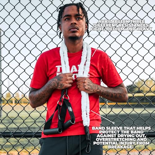 Resistance Arm Bands - Injury Prevention - Recovery - Interchangeable Handles | Cuff and Handle - Protective Band Sleeve & Different Resistances - Valle Training - size: Heavy
