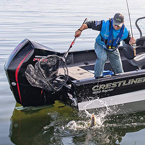 EGO S1 Genesis Modular Fishing Landing Net, Floating Aluminum Handle with Interchangeable Net Head System, Lightweight Kayak & Bank Fishing Net, Minimal Drag Design - size: 25" Handle, 17" x 19" Hoop, style: Rubber Coated Nylon Mesh