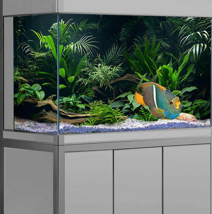 Aquarium Background, Aquatic Plant River Bed & Lake Tropical Undersea Tree Branch Fish Tank Background, 6 EVA Double-Sided Tapes 48x24 inches/120x60 - color: Fish, size: 48"L x 24"W