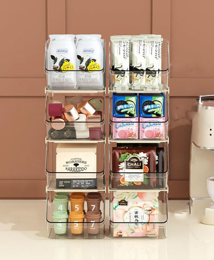2-Tier Transparent Acrylic Small Items Storage Organizer Counter Stackable Wall Mounted Hanging Bins for Kitchen,Bathroom,Office Caddy (Transparent, 2-Tier)