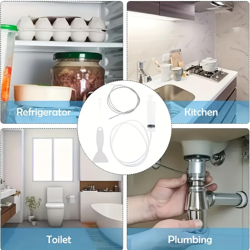 5pcs/Set Refrigerator Drain Hole Blockage Cleaning Tool Reusable Refrigerator Unclogging Tool Kit Universal Drain Pipe Cleaning Brush Refrigerator Cleaning Tool Fish Tank Pipe Cleaning