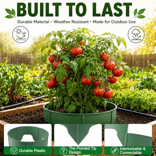 Planting Grow Rings, 30 Pcs Garden Border Segments for 8/10/12 Inch Plant Rings, Water Retention Root Watering, Seedling Protection for Raised Bed Vegetable Gardens, Easy Assembly (Green)
