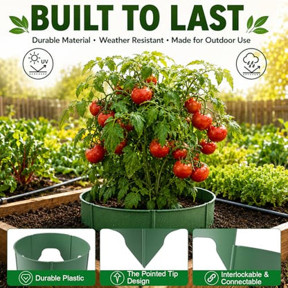 Planting Grow Rings, 30 Pcs Garden Border Segments for 8/10/12 Inch Plant Rings, Water Retention Root Watering, Seedling Protection for Raised Bed Vegetable Gardens, Easy Assembly (Green)