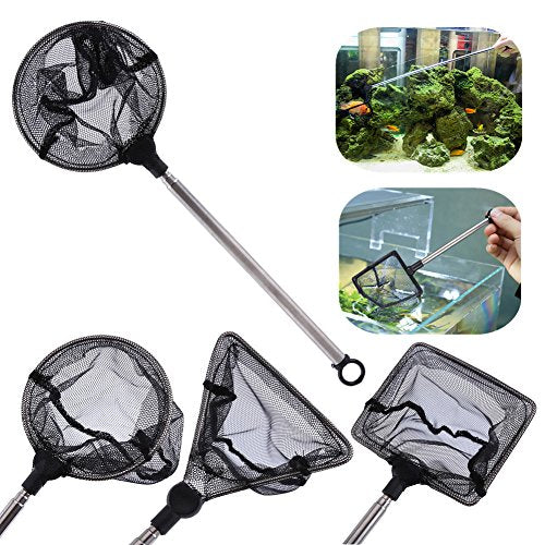 Telescopic Fishing Landing Net for Aquarium, Pond & Shore – Round Mesh Design, Lightweight Aluminum Grip, Foldable for Easy Storage (Compatible with Small Fish & Shrimp)