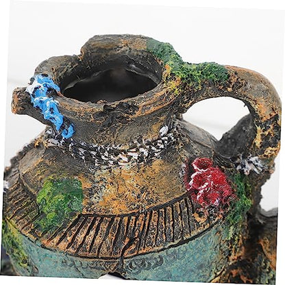 Ipetboom Aqua Hideout Vase Decor Fish Tank Decor Fish Tank Ornaments Safe Aquarium Cave Underwater Resin Barrel Ornament Broken Pot Shaped Shrimp Hideout Binaural Decorate Pet House