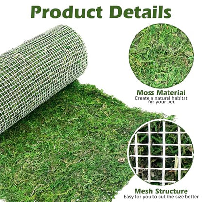 2 PCS Reptile Carpet Cuttable Terrarium Mat Artificial Moss Reptile Liner Green Substrate Flooring Bearded Dragon Tank Accessories for Leopard Gecko Lizard Snake Tortoise (11.81" x 23.62")