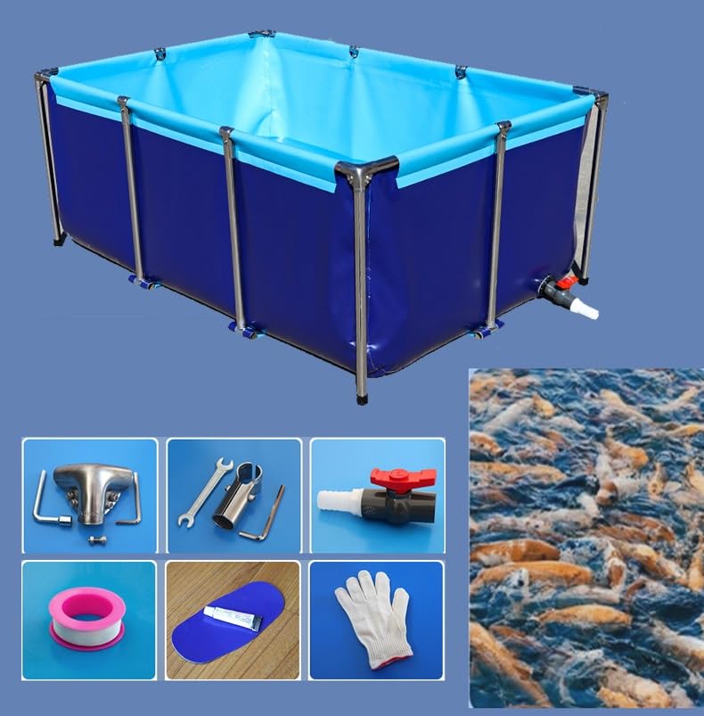 Portable Above Ground Canvas Fish Pond, 1.5x1x0.7m Aquaculture Holding Tank for Koi & Turtles, Indoor/Outdoor Temporary Water Garden - size: 1.5*1*0.7m